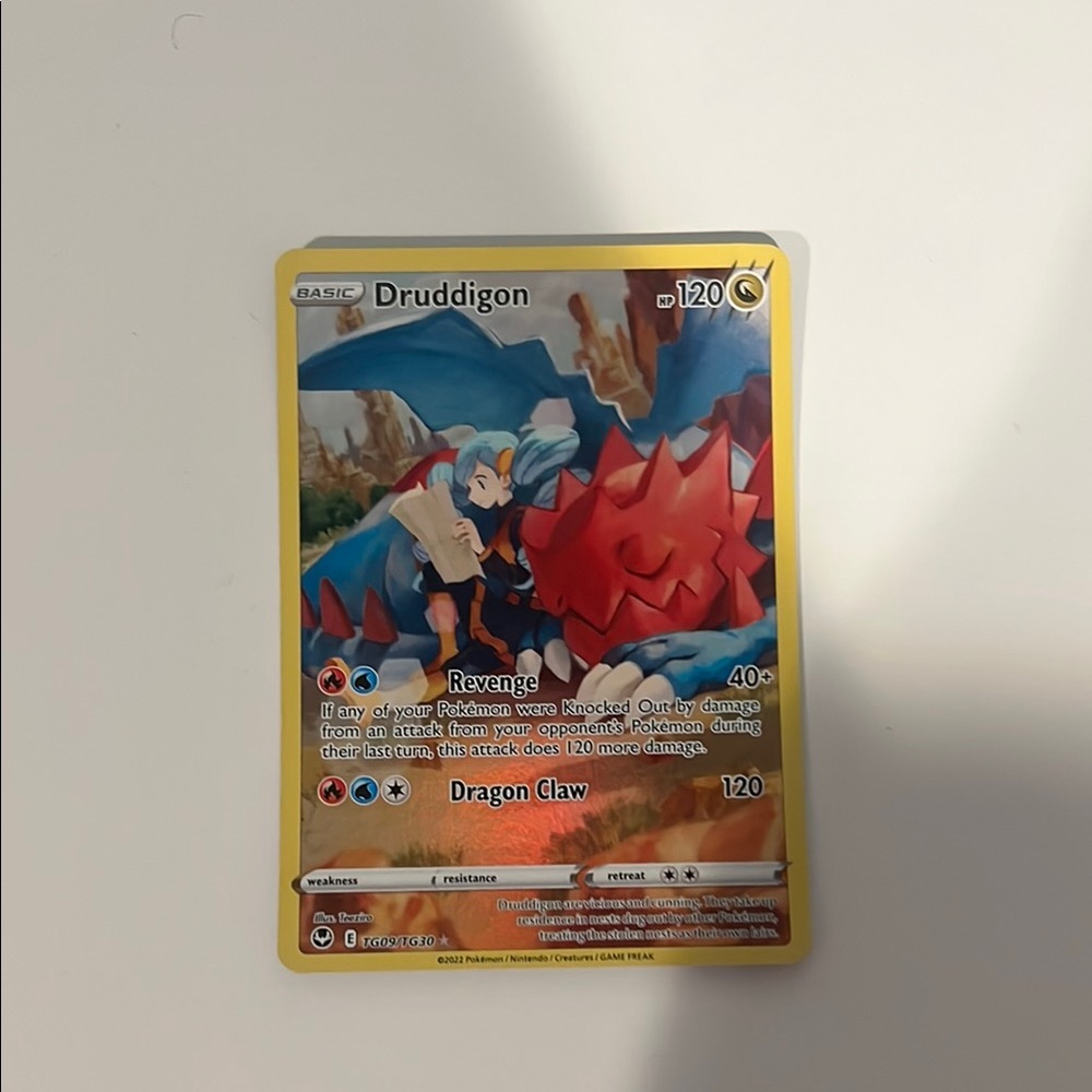 Pokemon Druddigon Trading Card - Red and Blue